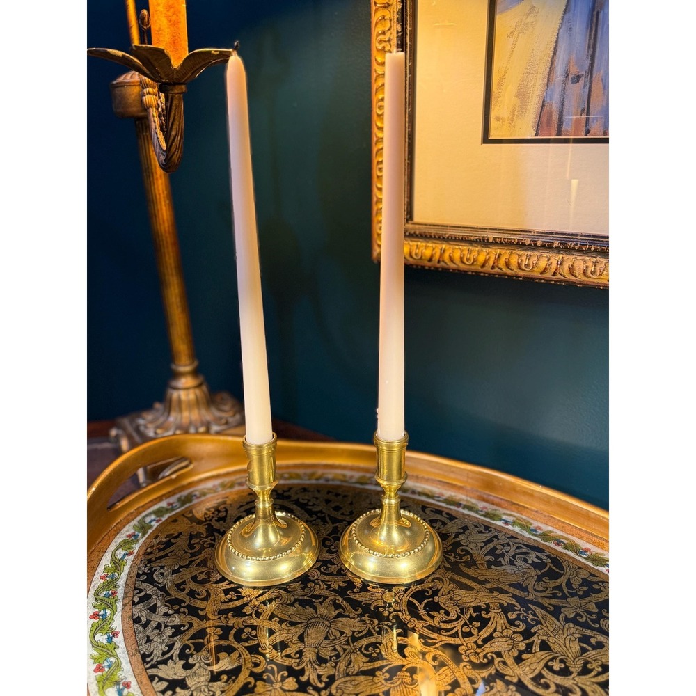 Vintage Brass Candlestick Holders, 4"‎ Taper Candle Holders